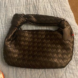 Black woven mini bag